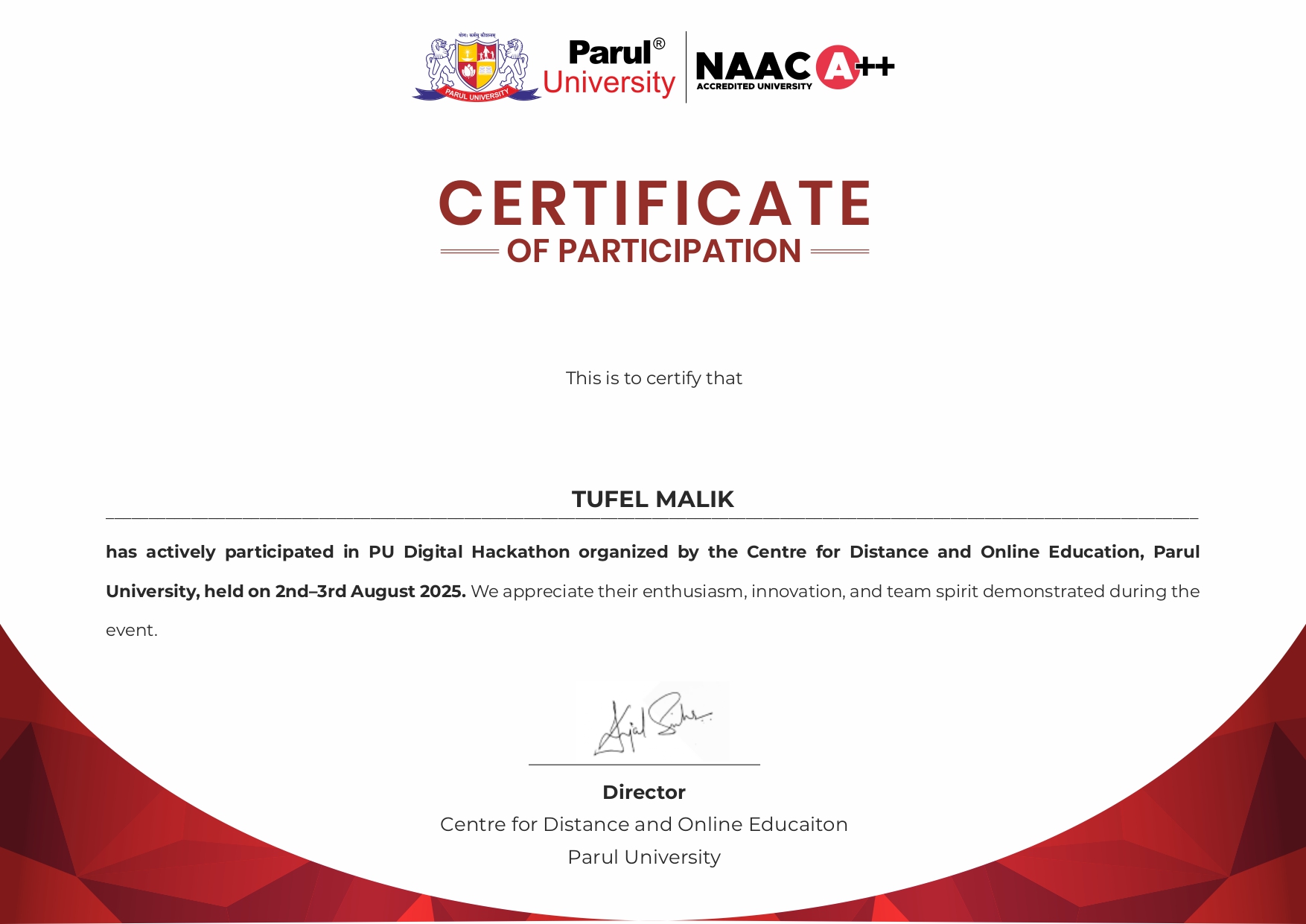 Hackathon Certificate